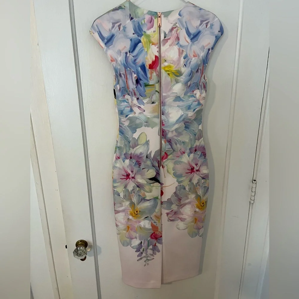 Ted Baker Floral Midi Dress Size 2 - Picture 3 of 6